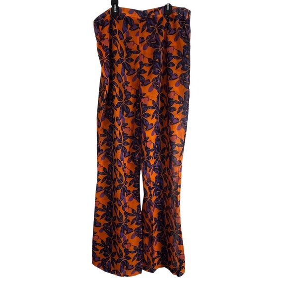 PrettyLittleThing Womens High-Waisted Sheer Pants Sz12 Beach Flares Floral pants - Picture 11 of 11